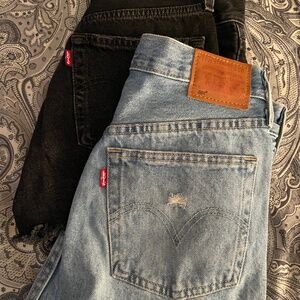 EUC Set of 2 Levi denim shorts, denim and black denim, size 26